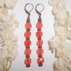 Extra Long Boho Earrings Orange & Copper NWT 6000